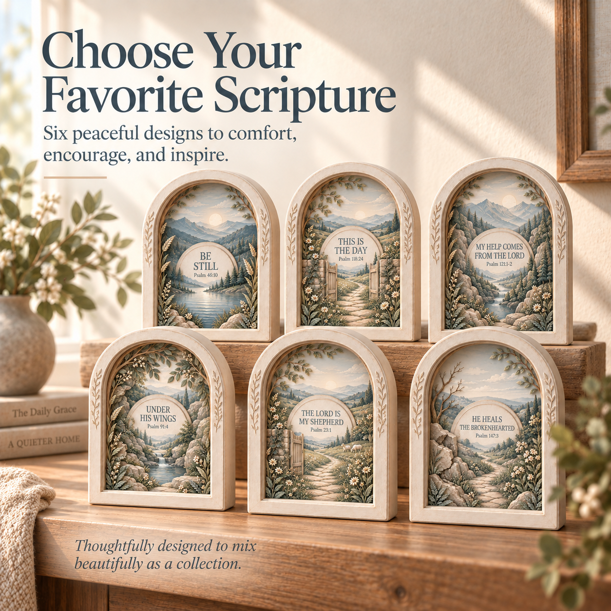 Six Psalms of Comfort and Strength Scripture Shadow Box Designs