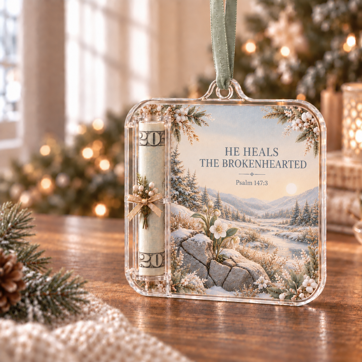 ✝️Psalms of Comfort & Strength – Scripture Cash Gift Ornament