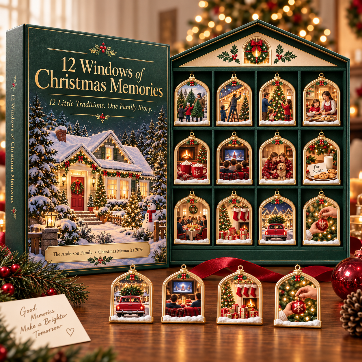 12 Windows of Christmas Memories Keepsake Ornament Set