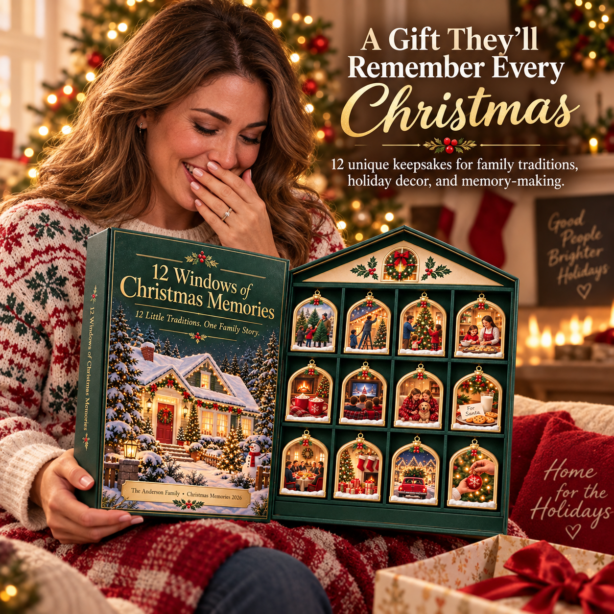 12 Windows of Christmas Memories Keepsake Ornament Set