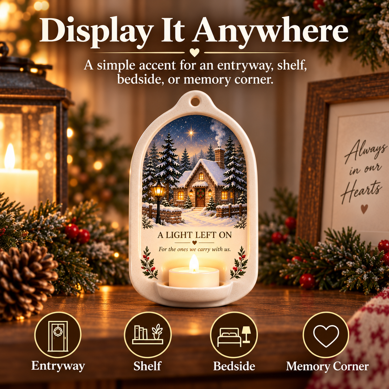 Display the ceramic remembrance light around the home