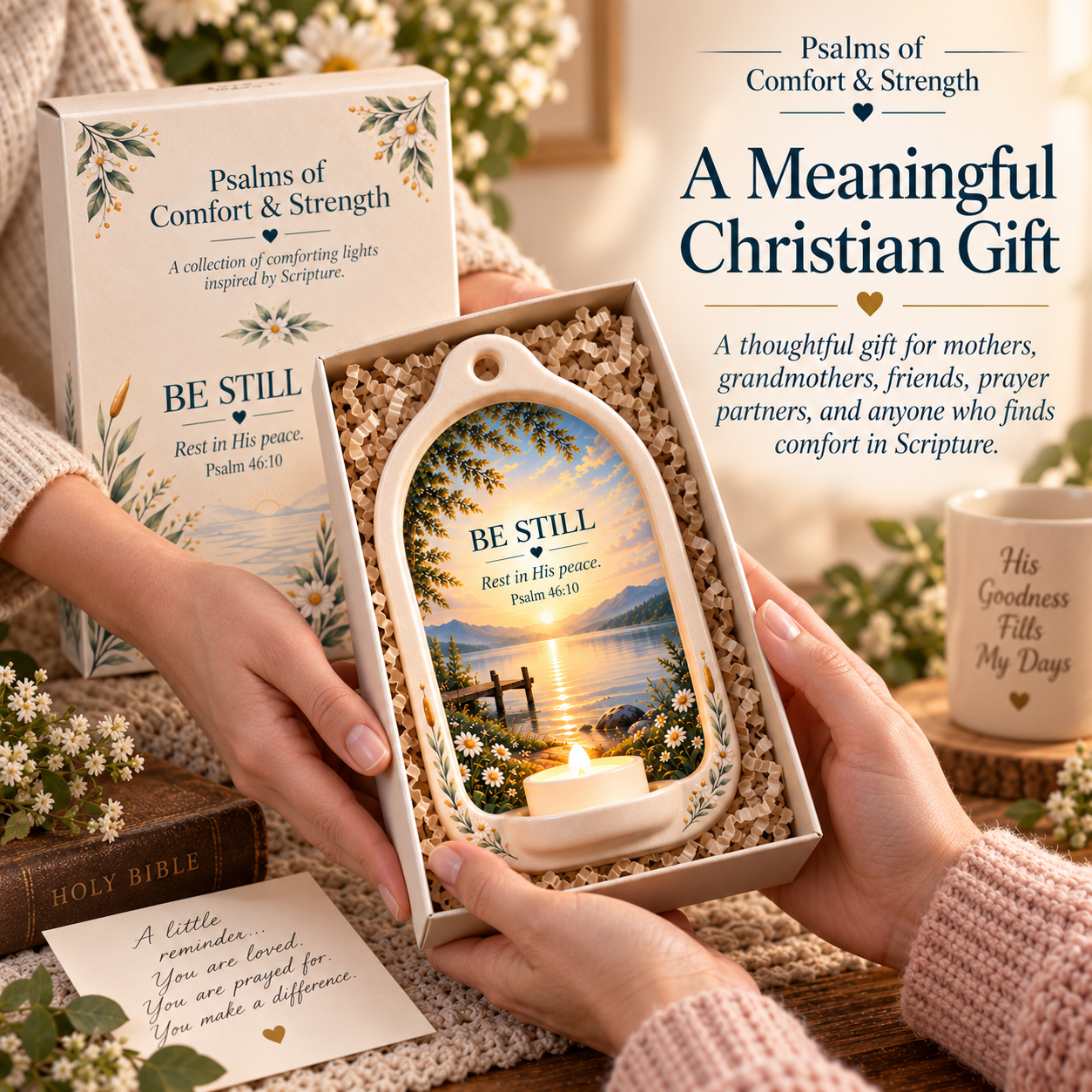 Christian Scripture ceramic light presented as a gift