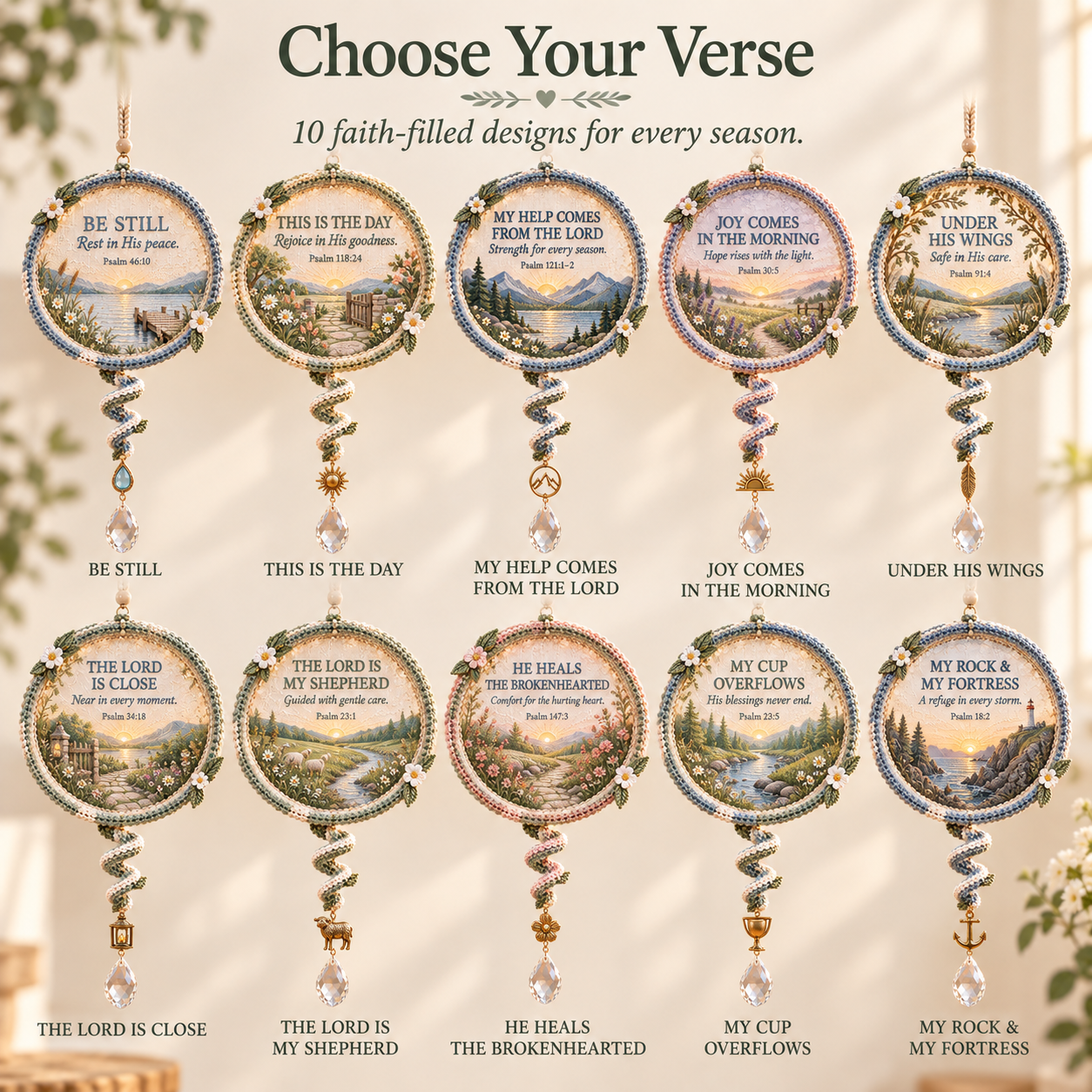 Ten Psalms of Comfort and Strength Scripture light catcher designs