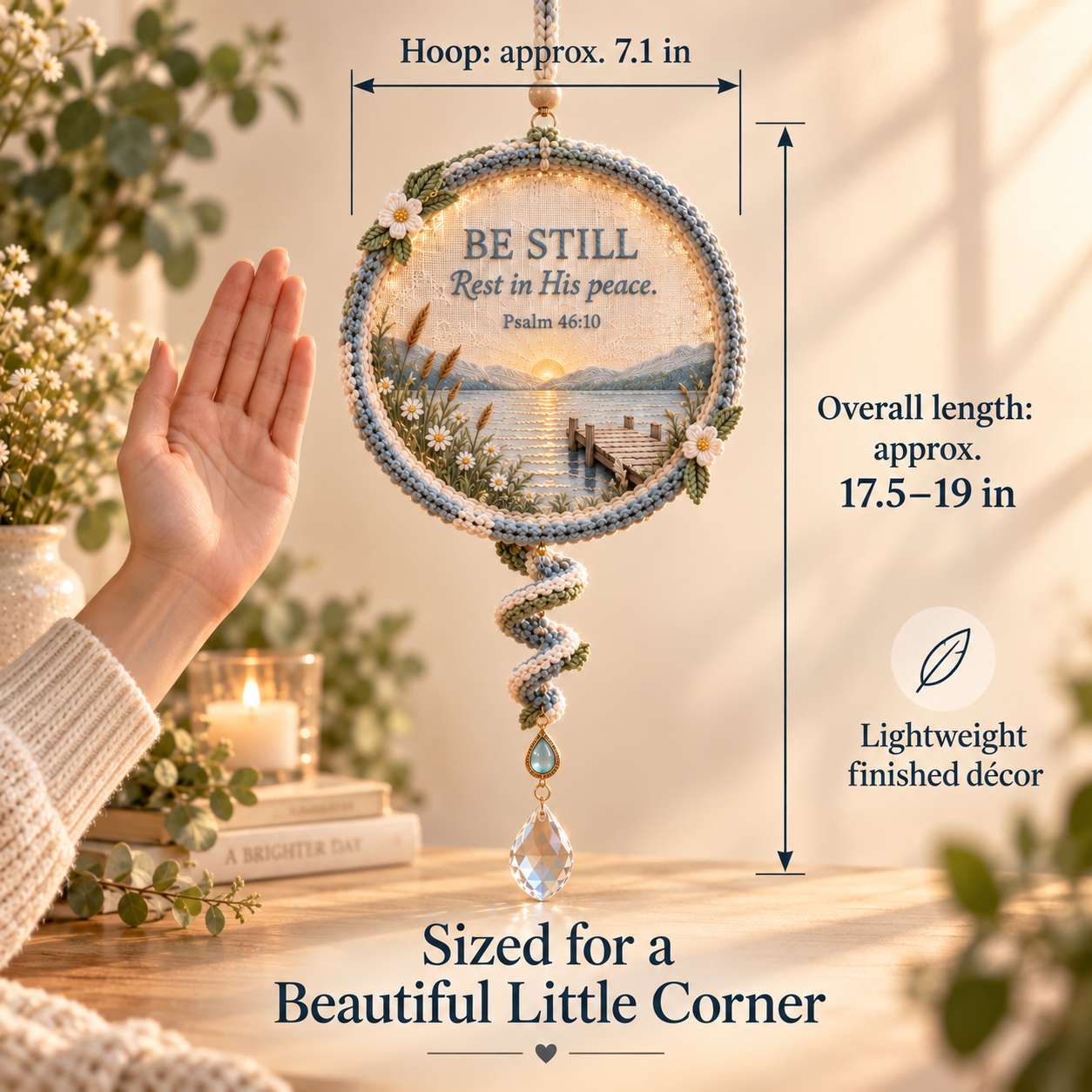 Size guide for embroidered Scripture light catcher