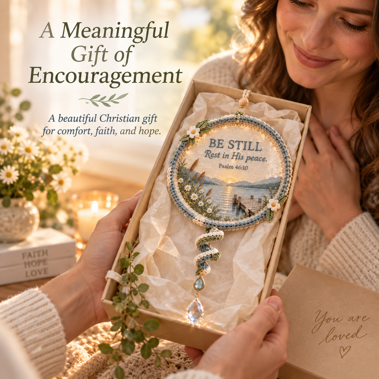Christian Scripture light catcher presented as a meaningful gift