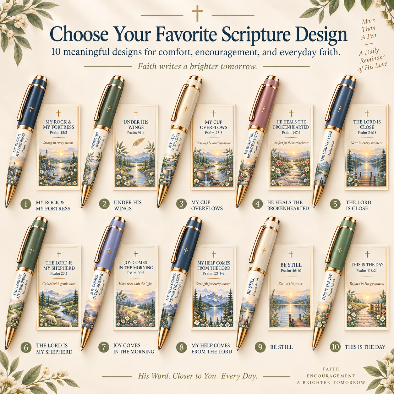 Ten Psalms of Comfort and Strength Scripture pen designs