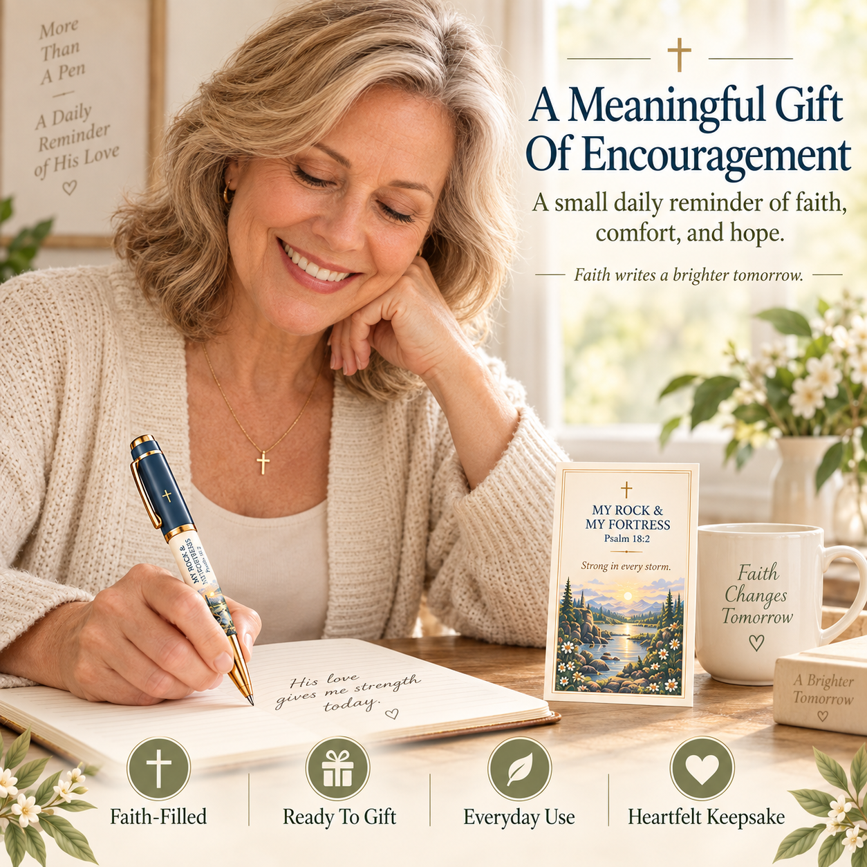 Christian Scripture pen shown as an encouragement gift