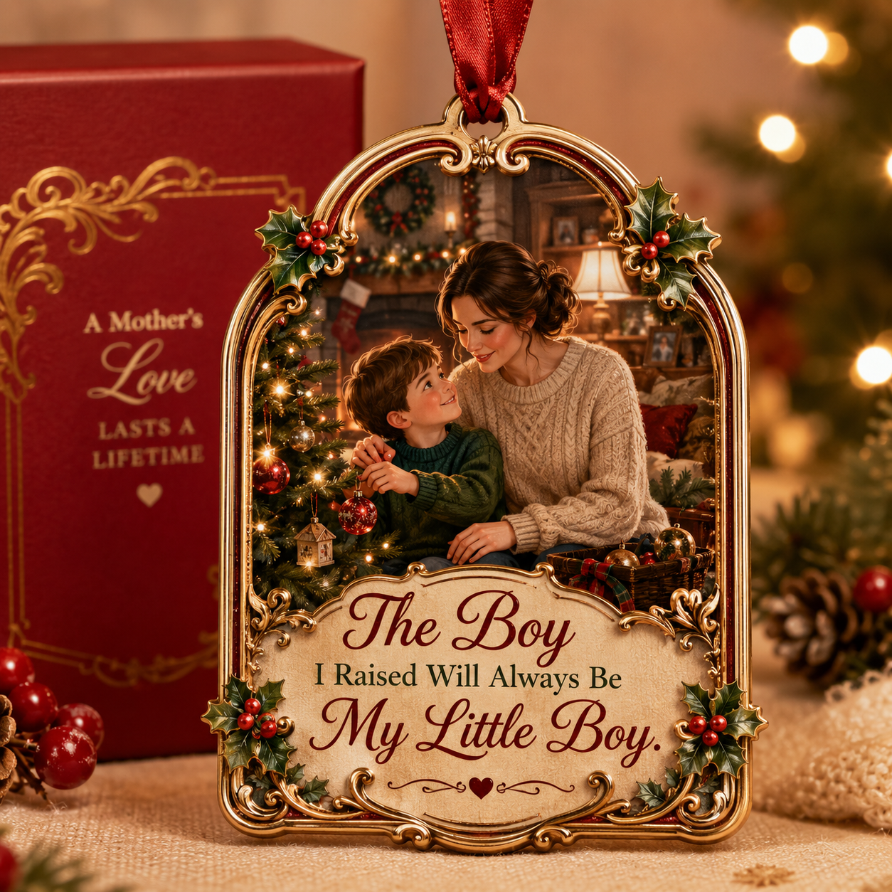 Mom’s Little Boy Forever Christmas Ornament