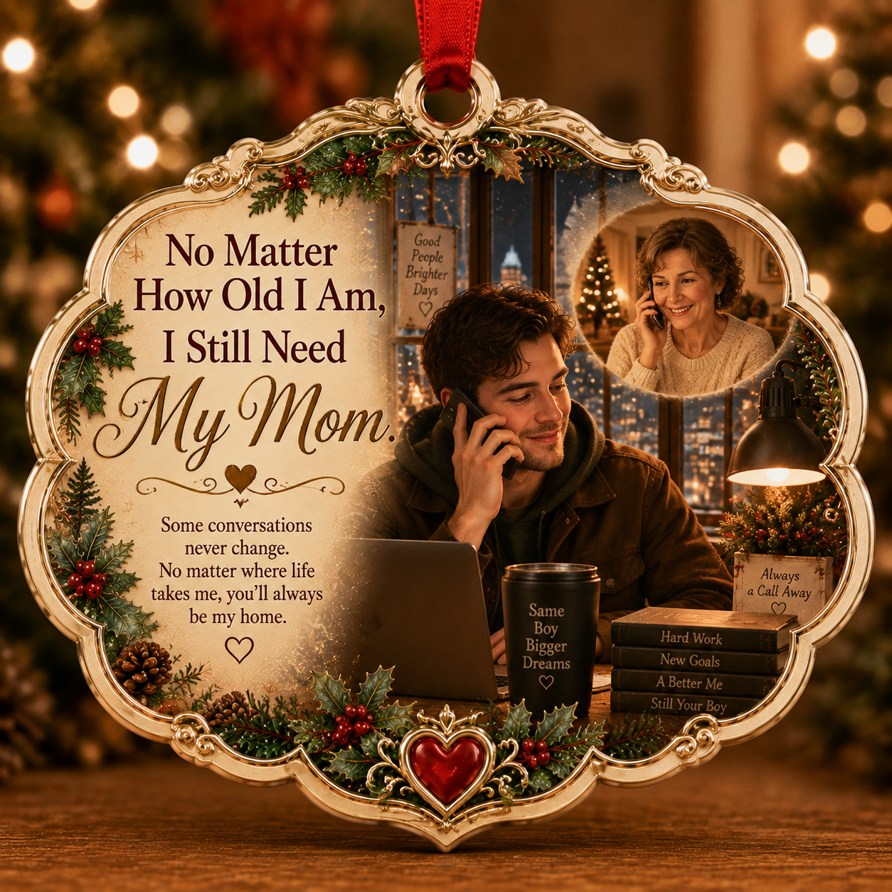 Mom’s Little Boy Forever Christmas Ornament