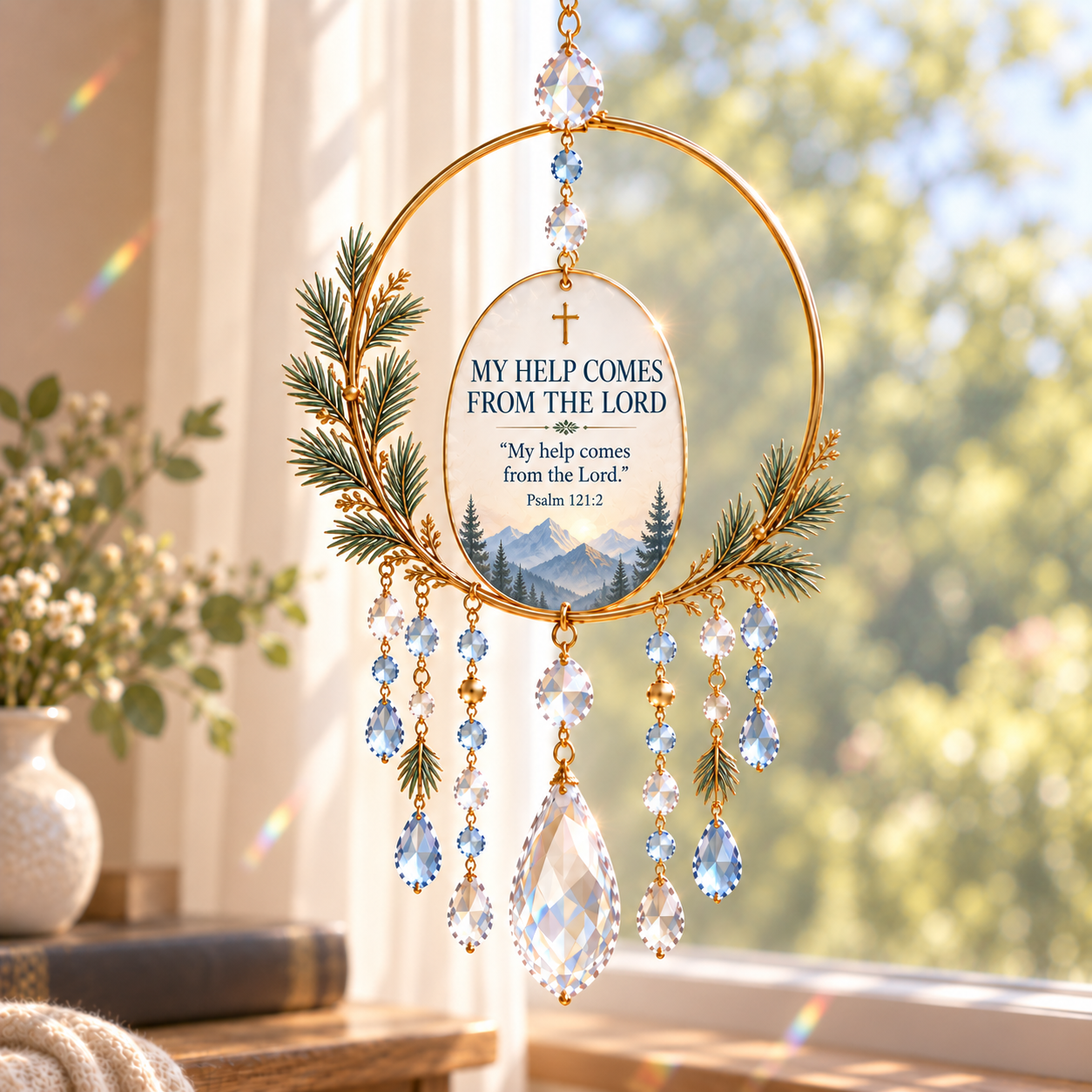 ✝️Psalms of Comfort & Strength – Jeweled Scripture Suncatcher