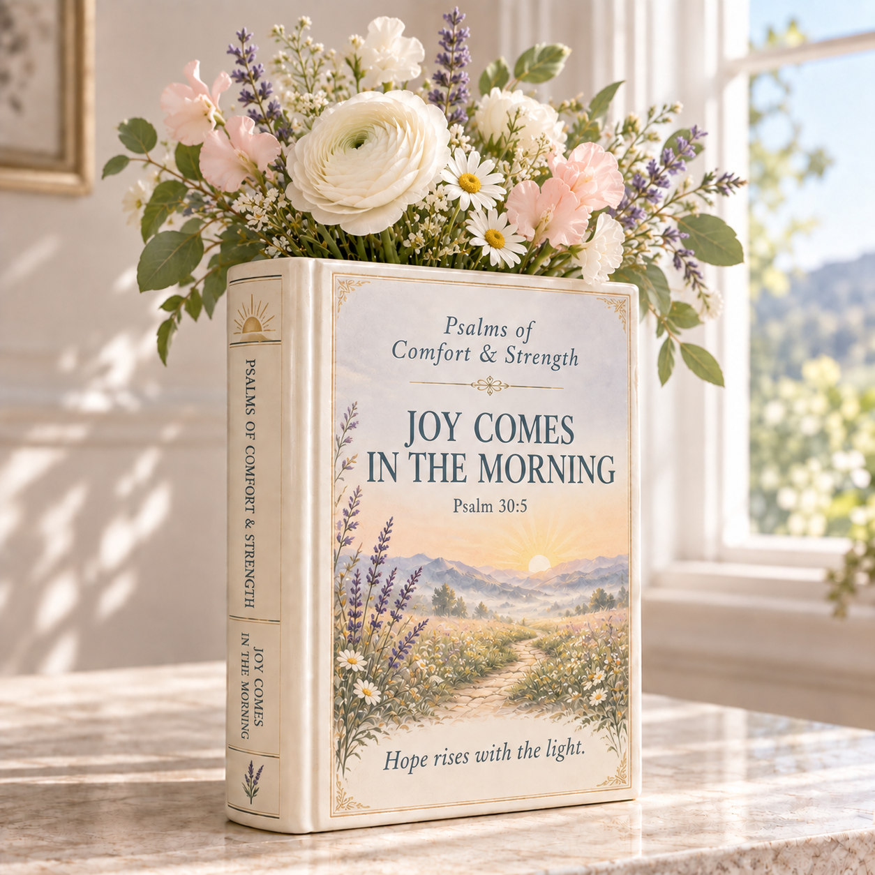 ✝️Psalms of Comfort & Strength – Ceramic Scripture Book Vase