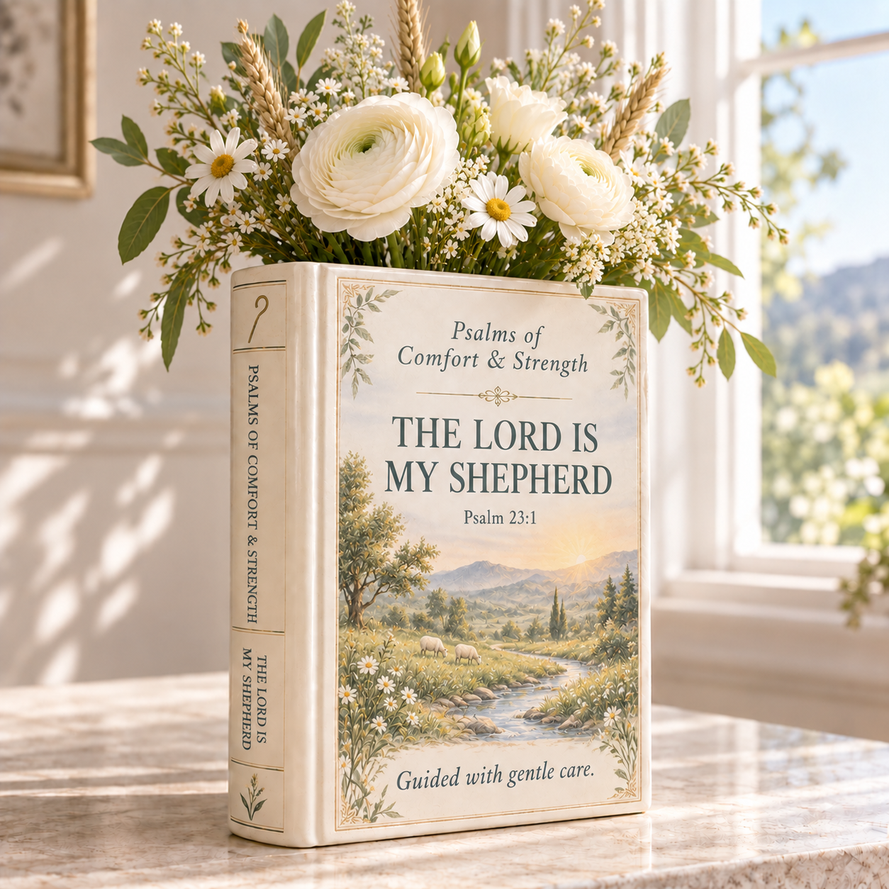 ✝️Psalms of Comfort & Strength – Ceramic Scripture Book Vase