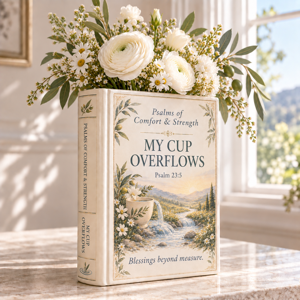 ✝️Psalms of Comfort & Strength – Ceramic Scripture Book Vase
