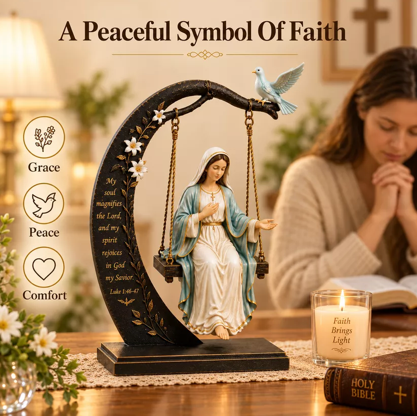 ✝️ Quiet Moments of Faith – Jesus & Mary Scripture Swing Keepsake