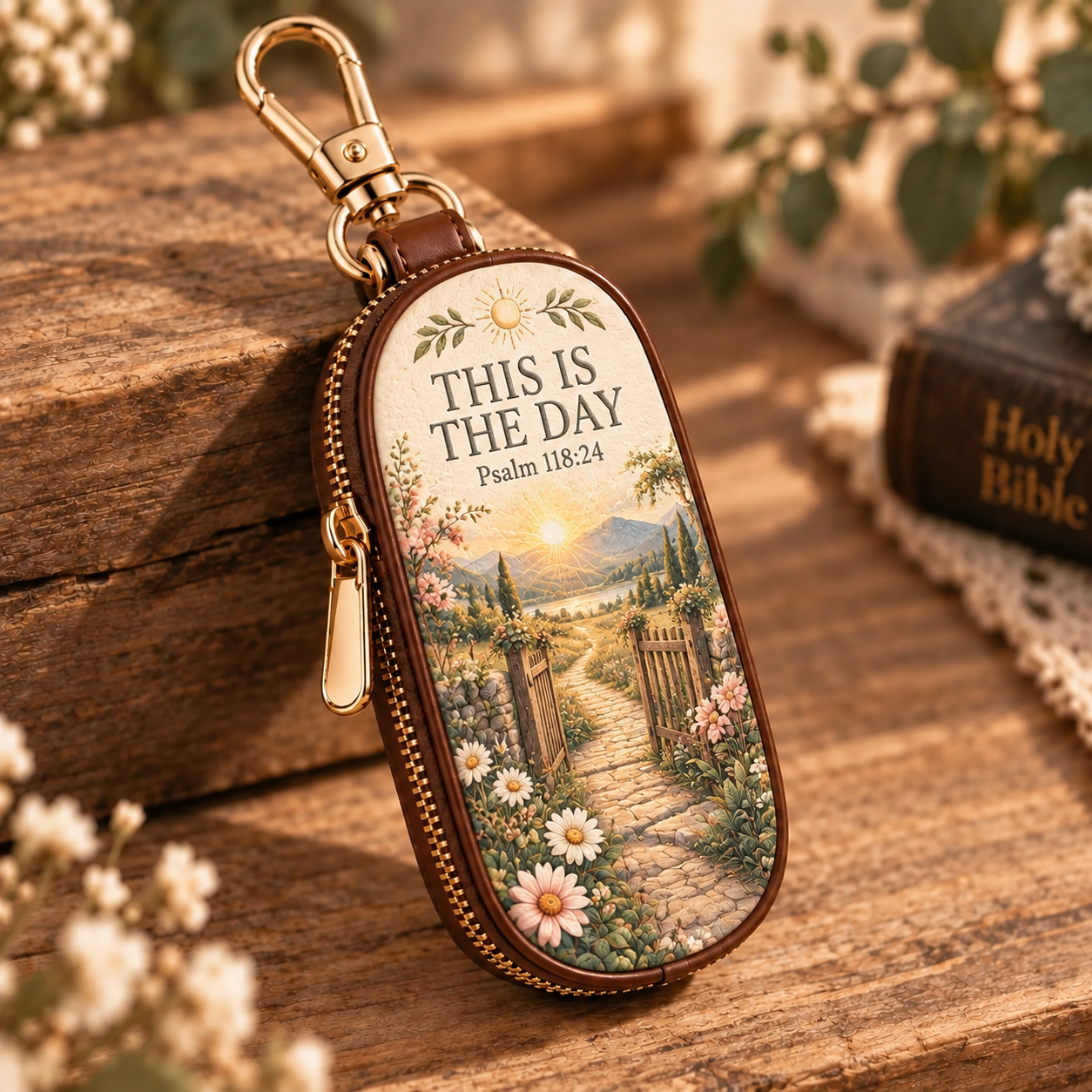 ✝️Psalms of Comfort & Strength – Scripture Key Fob Wallet