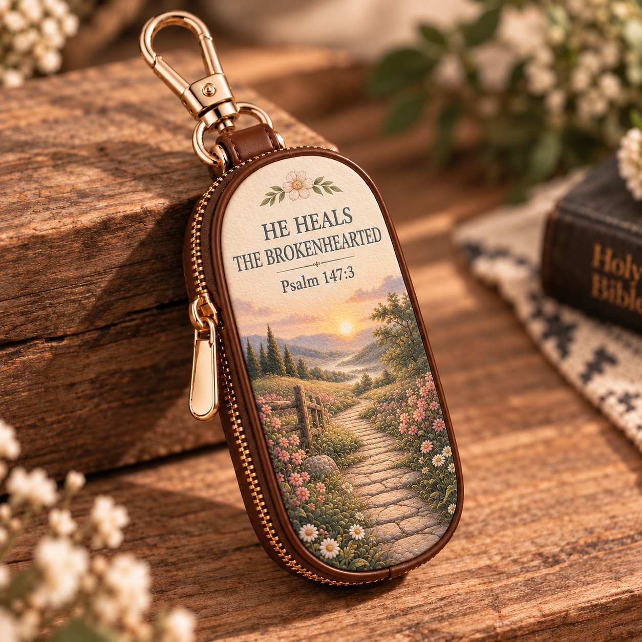 ✝️Psalms of Comfort & Strength – Scripture Key Fob Wallet