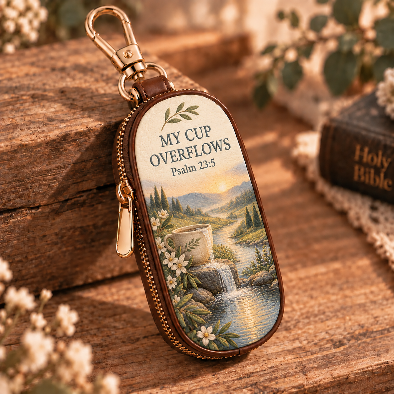 ✝️Psalms of Comfort & Strength – Scripture Key Fob Wallet