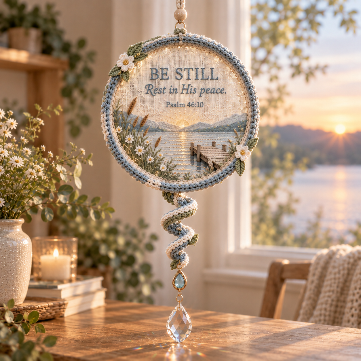 ✝️Psalms of Comfort & Strength – Embroidered Scripture Light Catcher