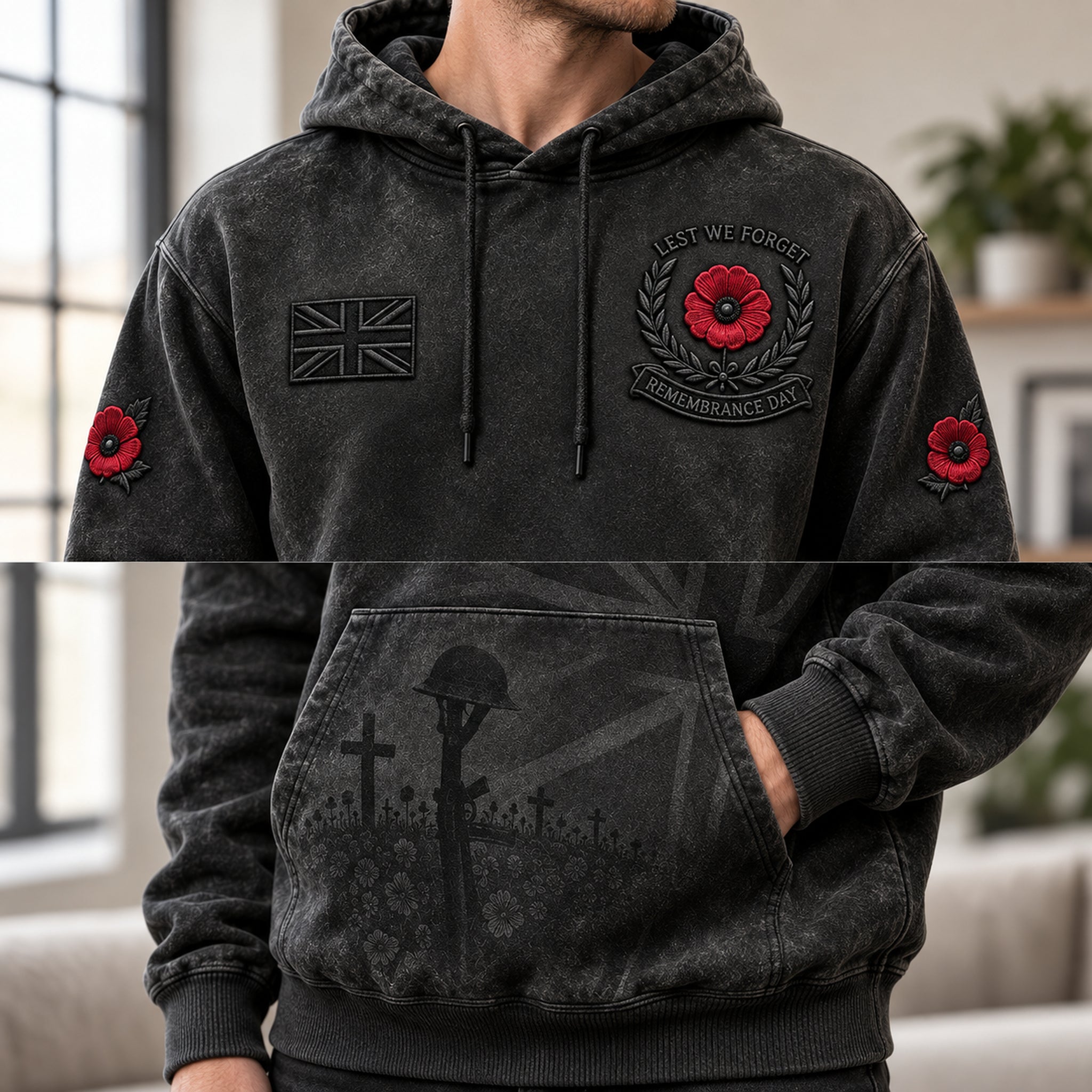 Hoodie Print and Pocket Detail
