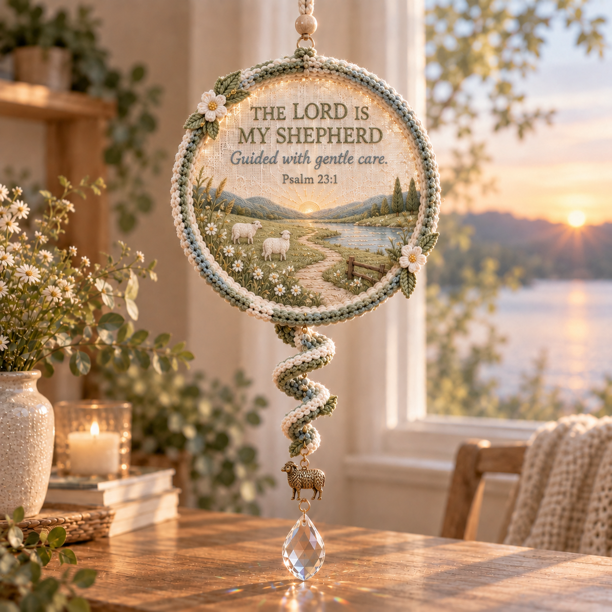 ✝️Psalms of Comfort & Strength – Embroidered Scripture Light Catcher