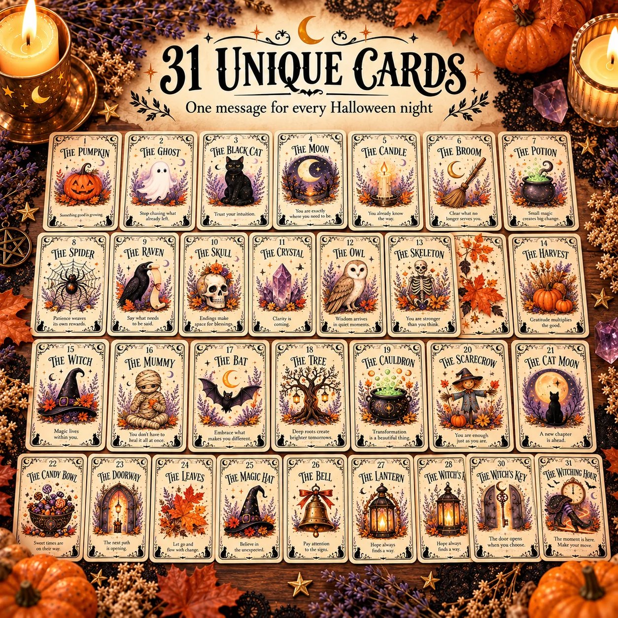 🎃 🔮31 Nights of Halloween Oracle Deck | 31 Daily Spooky Messages for October