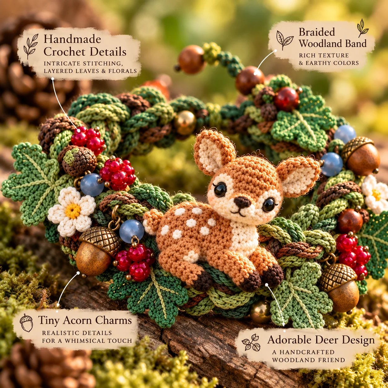 🔥Last Day 49% OFF - 🌿🧶 Woodland Wrist Friends – Handmade Crochet Animal Bracelet Collection