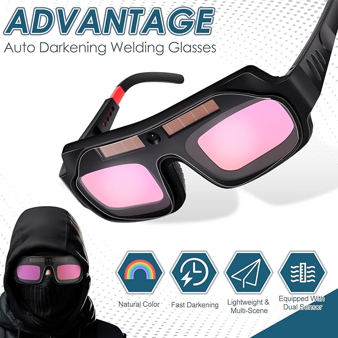 🎁⏳Limited time discount- Solar Auto-Darkening Welding Goggles – Eye Protection with Smart Light Control