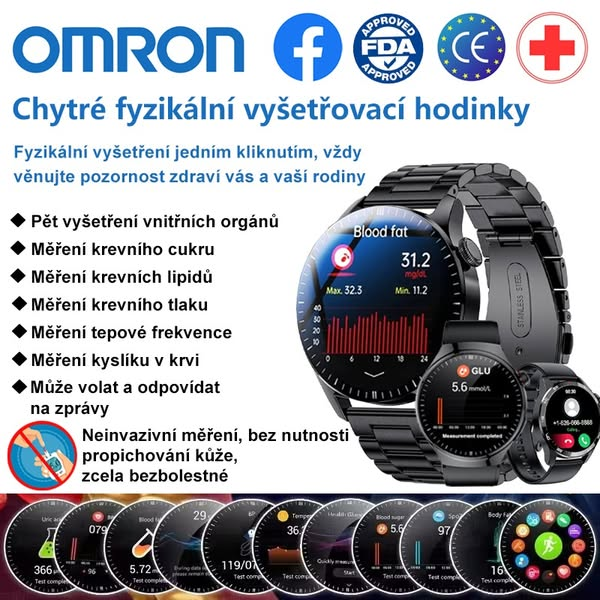 Nejnovější chytré hodinky Omron pro neinvazivní monitorování hladiny glukózy v krvi (monitorování v reálném čase, neinvazivní léčba)
