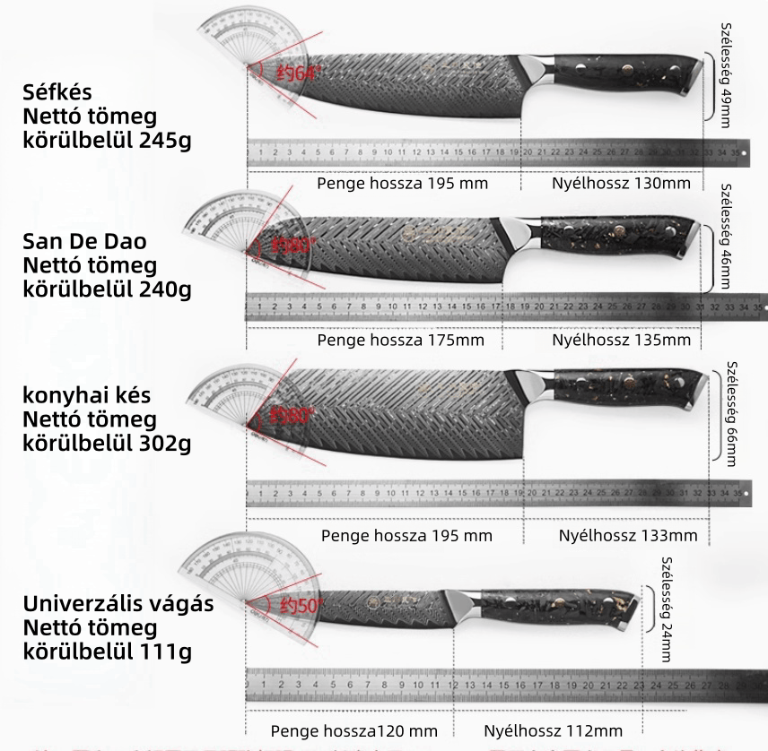 ✨Speciális szakácskés 67 rétegű damaszkuszi acél konyhakés konyhakés készlet - 4 részes