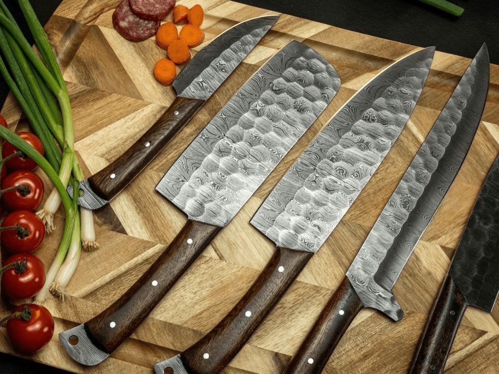 5 darab Damaszkuszi kézzel készített 5 darabos főzőkészlet, konyhai főzőkészlet, évfordulós ajándék férjnek, ajándék neki