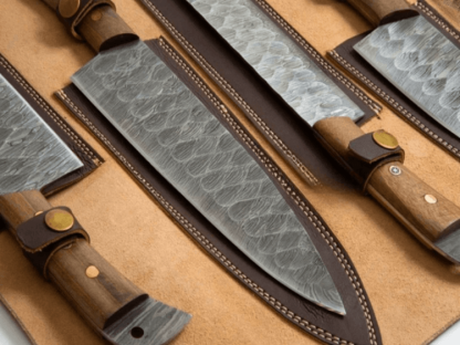 5 darab Damaszkuszi kézzel készített 5 darabos főzőkészlet, konyhai főzőkészlet, évfordulós ajándék férjnek, ajándék neki