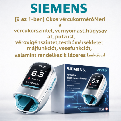 Siemens™ Új, nem invazív, intelligens vércukorszintmérő  💉 Tűmentes és fájdalommentes vércukorszintmérés  🔥 Fejlett német technológiával 🔥 – Gyors, pontos és megbízható, könnyedén figyelemmel kísérheti egészségét bármikor, bárhol.