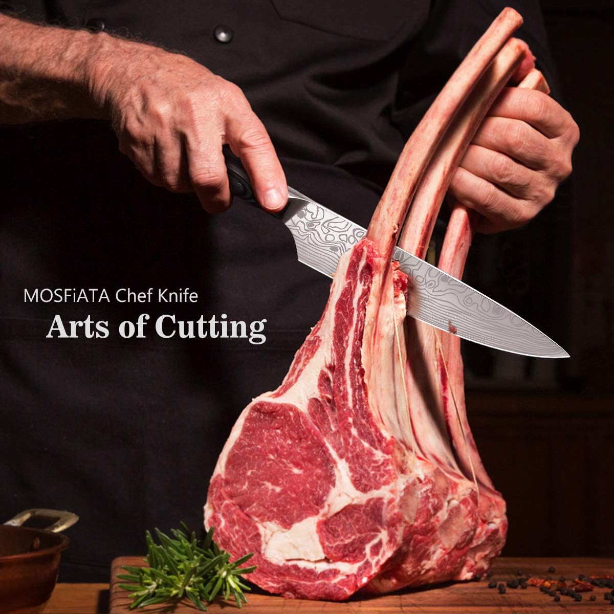 MOSFiATA šéfkuchařský nůž 10palcový super ostrý profesionální kuchyňský nůž Německý kuchařský nůž z nerezové oceli s vysokým obsahem uhlíku EN.4116