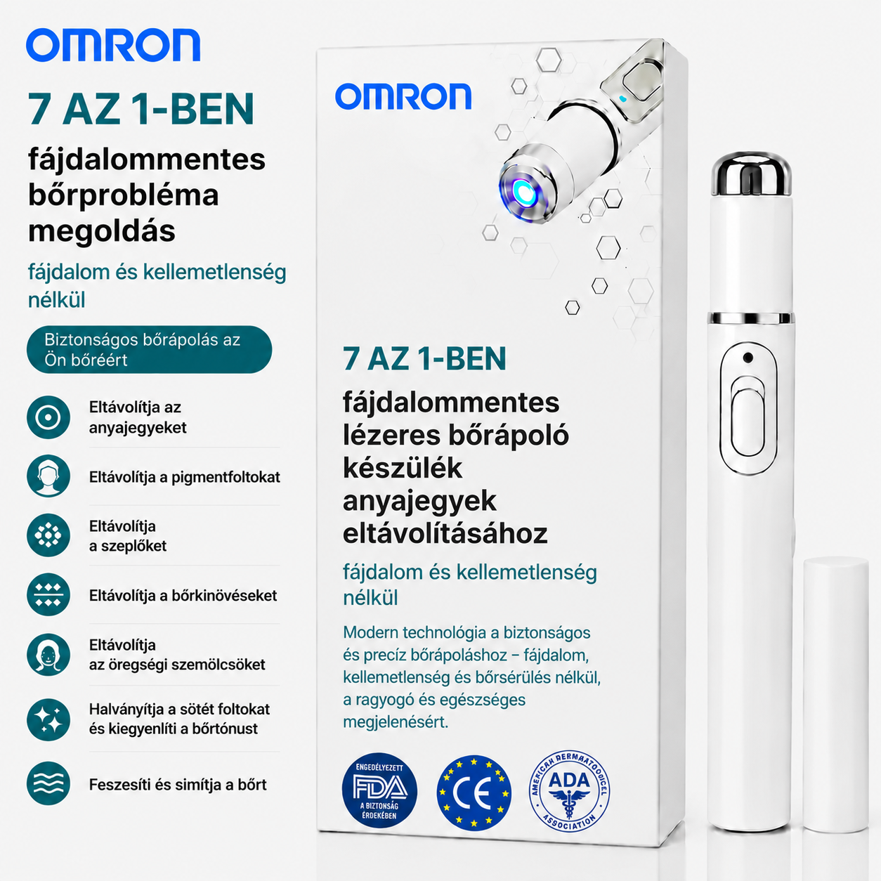 Omron™ többfunkciós anyajegyeltávolító toll az egész testre – a legújabb 2026-os modell. Fájdalommentes, nem invazív megoldás a bőrápoláshoz. Lehetővé teszi az anyajegyek gyors eltávolítását otthona kényelméből, hegesedés nélkül. Az USA-ban készült.