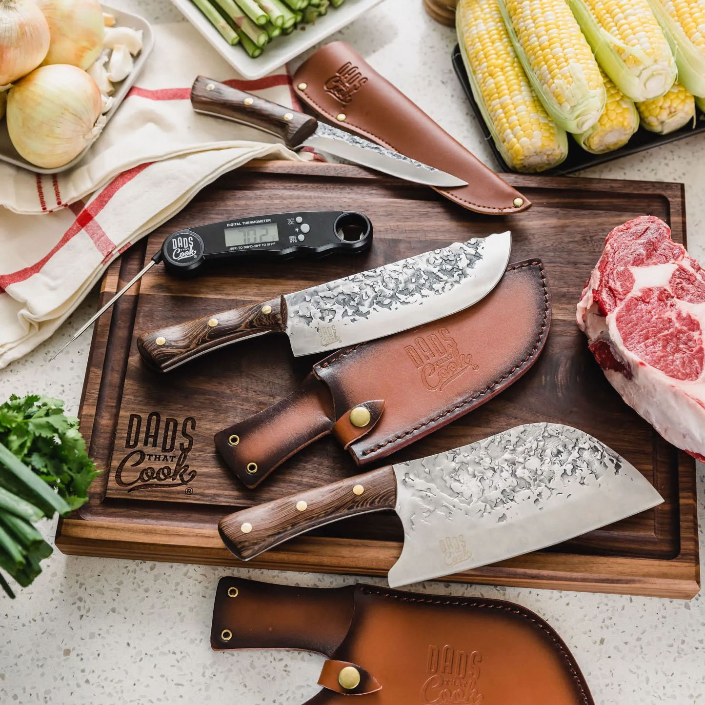 4 части, швейцарски кулинарни инструменти с дамаскски рисунък - подходящи за къмпинг на открито и домашно ползване.