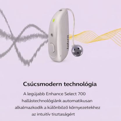 Jabra Enhance Select 700 Klinikai minőségű, vény nélkül kapható hallókészülékek, Engedélyezett audiológiai szolgáltatásokkal, Bluetooth LE hang- és streaming iOS/Android rendszerhez, Szinte láthatatlan és kényelmes, Ezüst