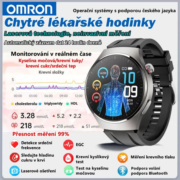 Nejnovější chytré hodinky Omron pro neinvazivní monitorování hladiny glukózy v krvi (monitorování v reálném čase, neinvazivní léčba)