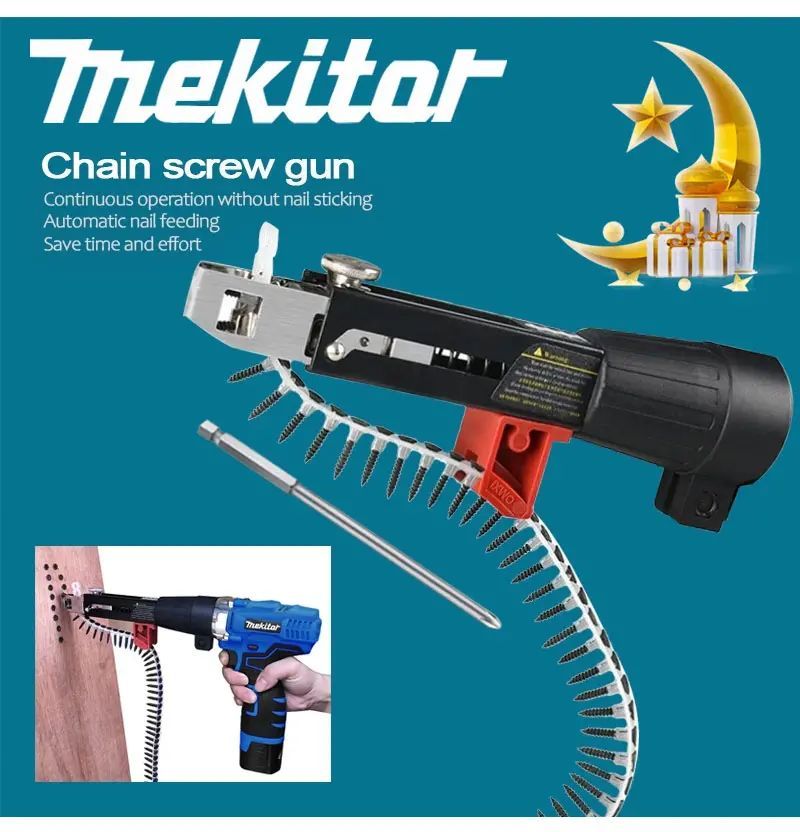 🎁 ¡Descuento del 50% en todos los productos!🔧 Adaptador automático de pistola de clavos con cadena de tornillo✨