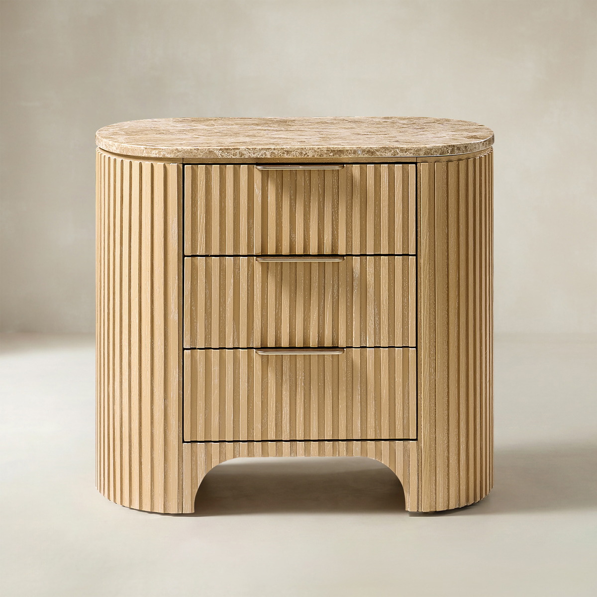 Arcua Fluted Marble Top Nightstand