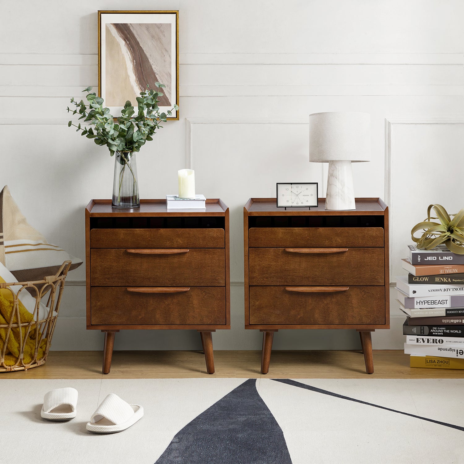 Janet Mid-Century Modern 3 - Drawer End Table(Optional Types)