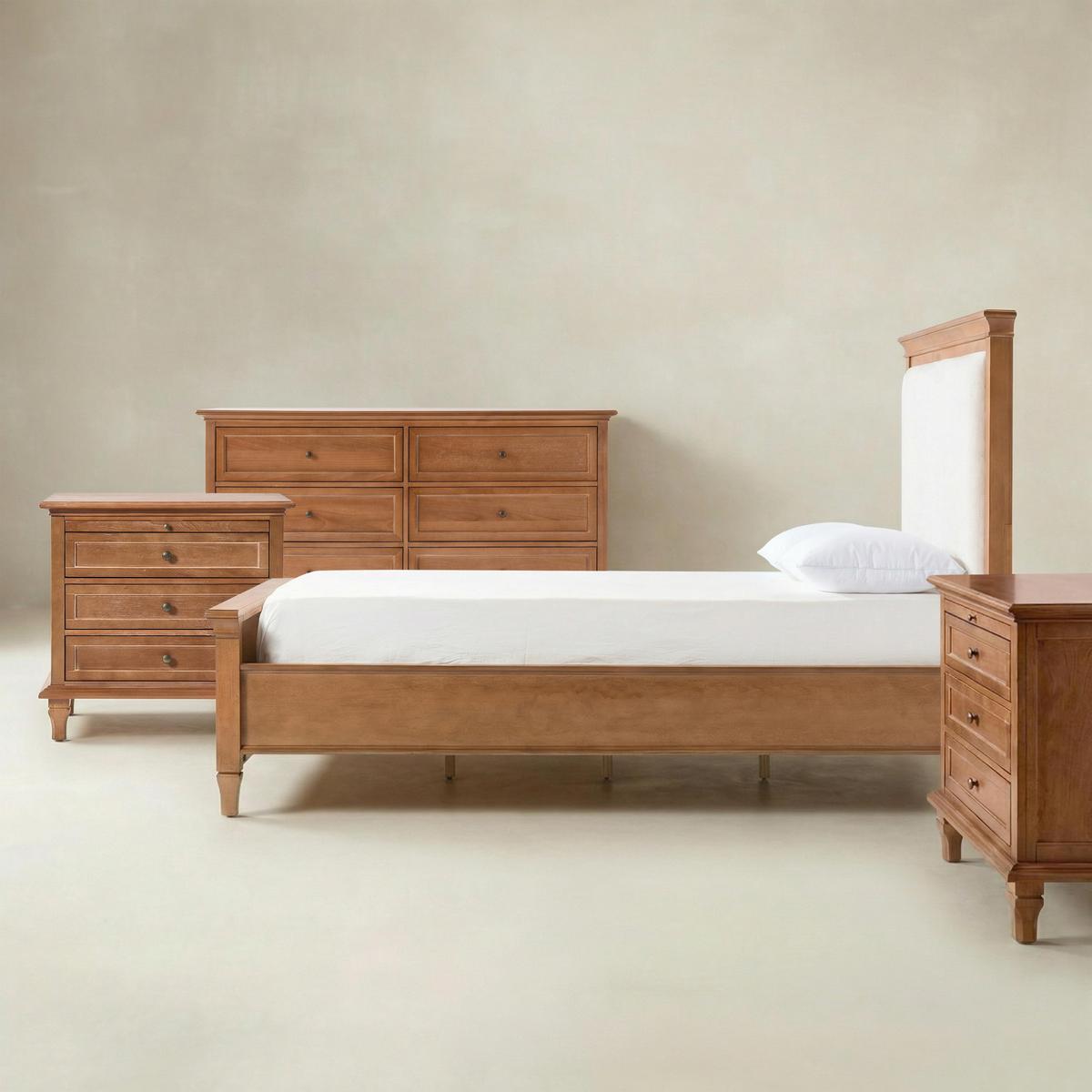 Mornay 4-Piece Transitional Solid Wood Bedroom Bundle with 6-Drawer Dresser