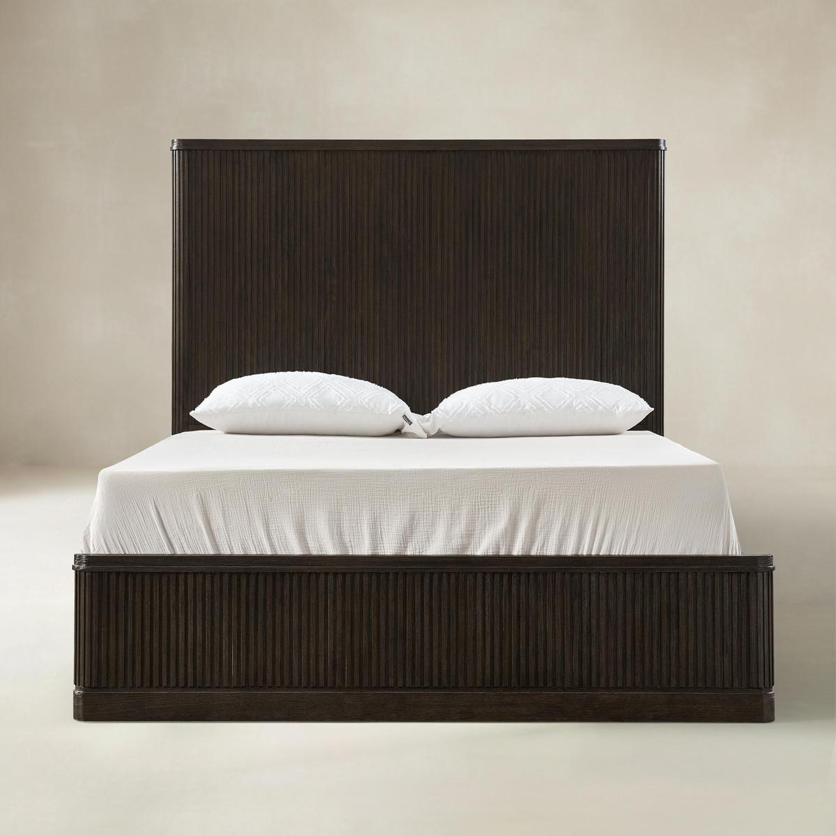 Verral Modern Solid Wood Fluted Bed with Oak Texture
