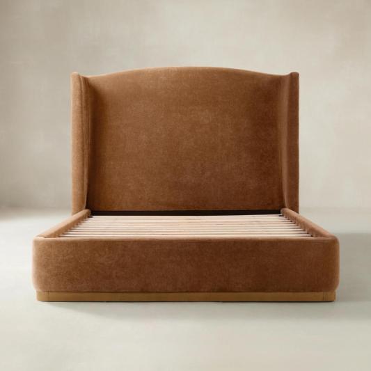 Ravona Modern Upholstered wingback Bed in Chenille