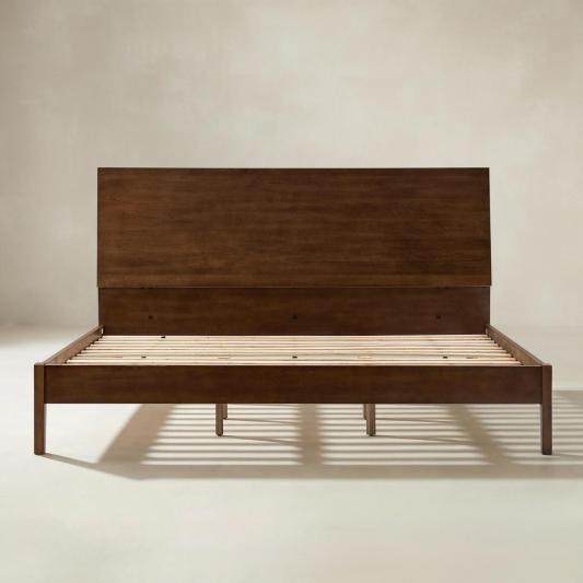 Vivian Solid Wood Platform Bed with USB Ports and Storage Headboard