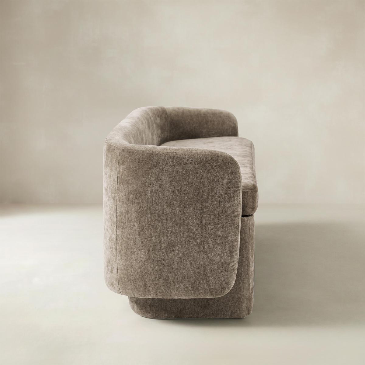 Modern Chenille Storage Bench with Wraparound Backres