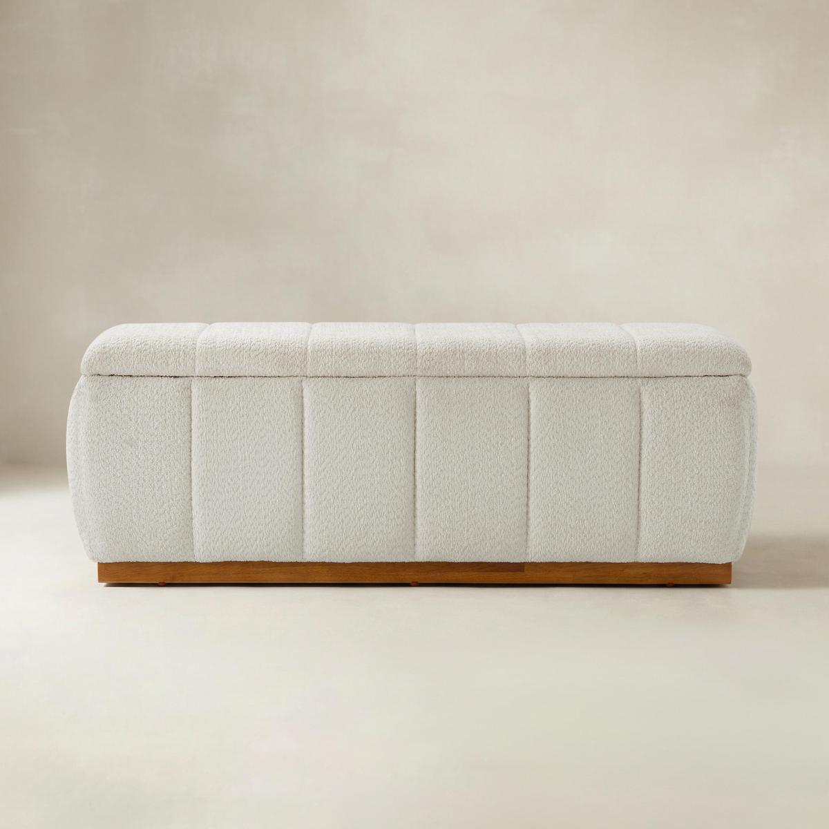 Modern Chenille Storage Bench - No-Assembly Upholstered Seat