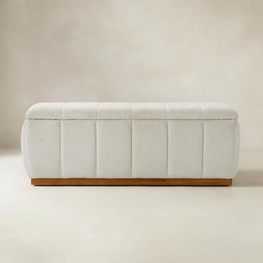 Modern Chenille Storage Bench - No-Assembly Upholstered Seat