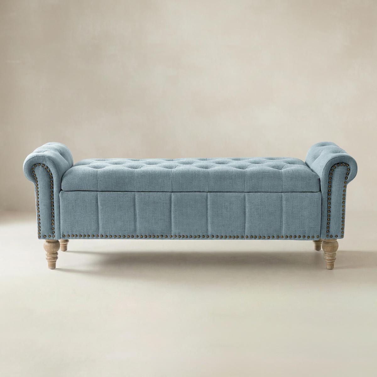 Gemma Classic Tufted Storage Bench with Nailhead Trim