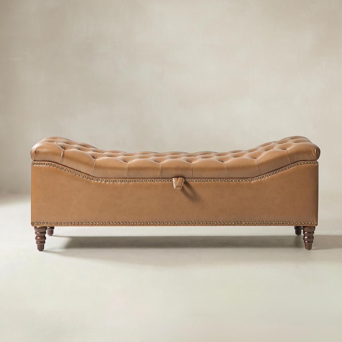Abner Traditional Upholstered Storage Bench with Button Tufting