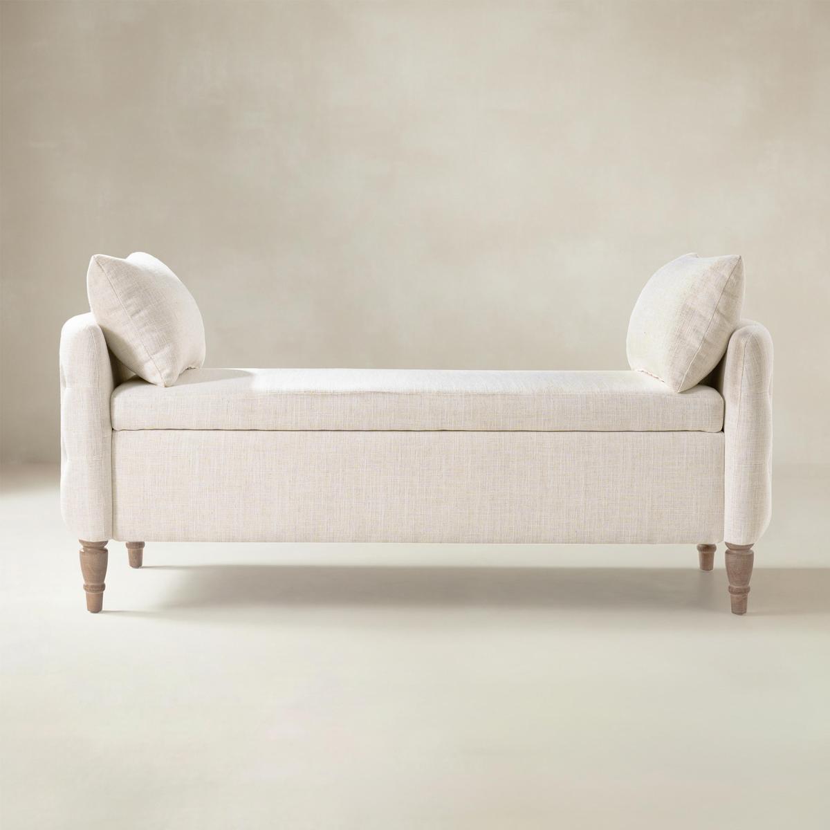 Octavia Upholstered Storage Bench with Turned Wood Legs